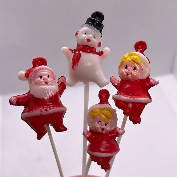 Vintage MCM Christmas Ornaments Flocked Felted Elf, Paper Mache Drummer Santa - Picture 5 of 16